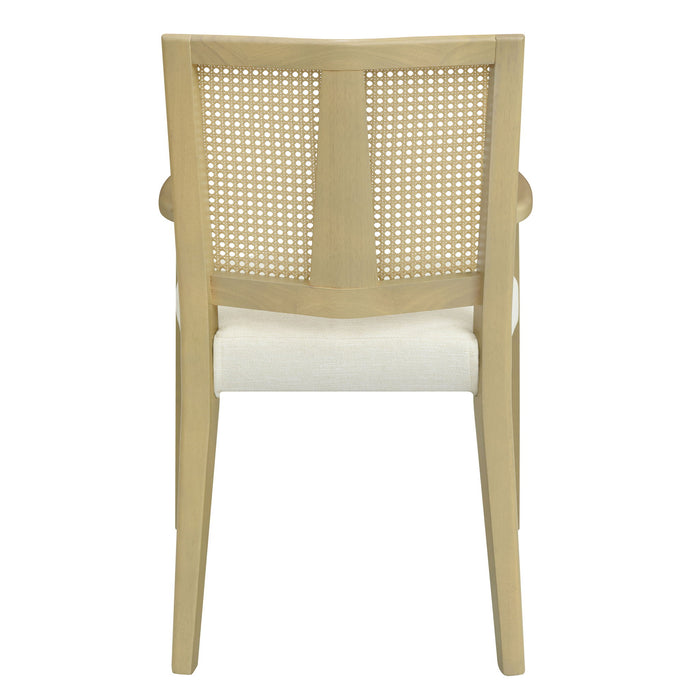 Mid Century Modern Arm Dining Chairs With Rattan Backrest