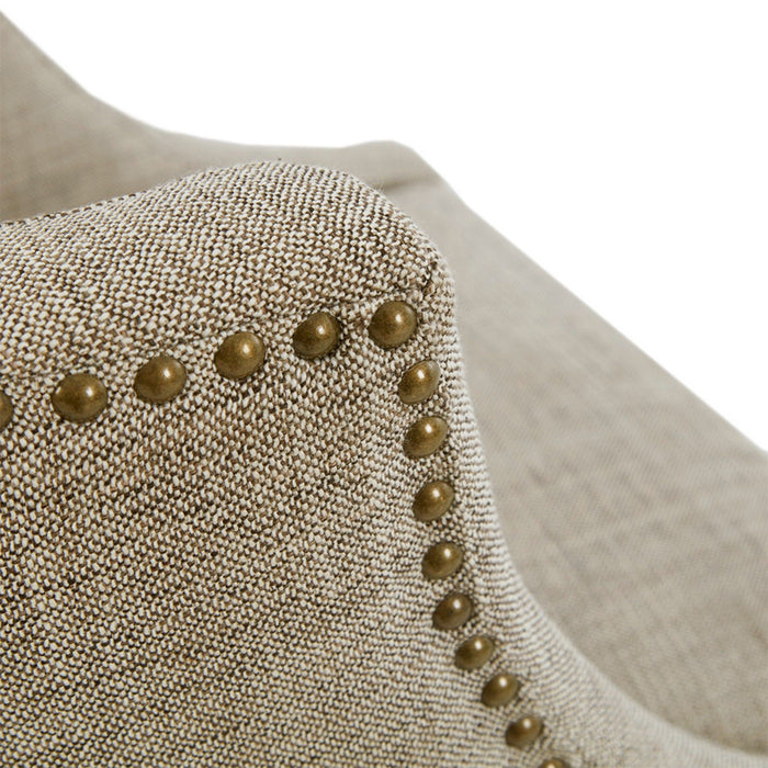 Swivel Counter Stool With Antique Bronze Detailing - Beige Multi