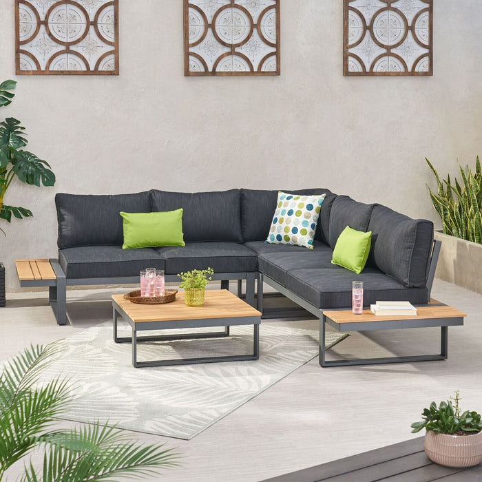Sterling - Outdoor V Shaped 5 Seater Sofa Set With Cushions