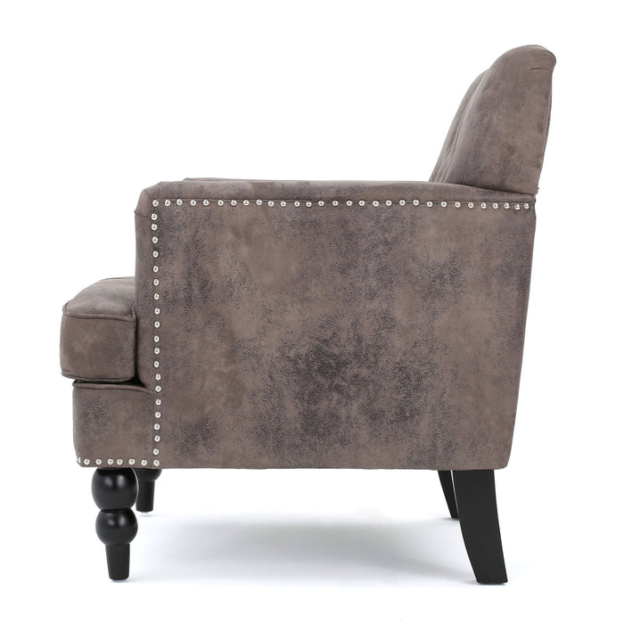 Vitality - Club Chair With Button Tufted Diamond Stitching And Turned Legs