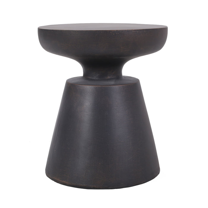 Outdoor Lightweight Concrete End Table With Half Sphere Top - Copper