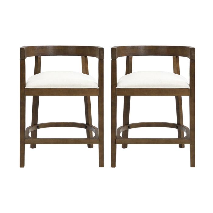 Modern Rubberwood Counter Stool Set With Upholstered Seats