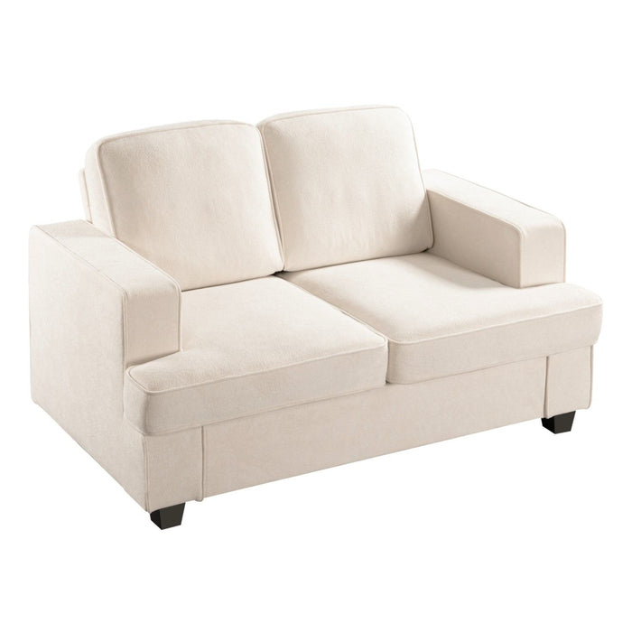 Modern Loveseat, Comfortable 2 Seater Couch With Deep Seating, Loose Back Cushions, Wide Arms