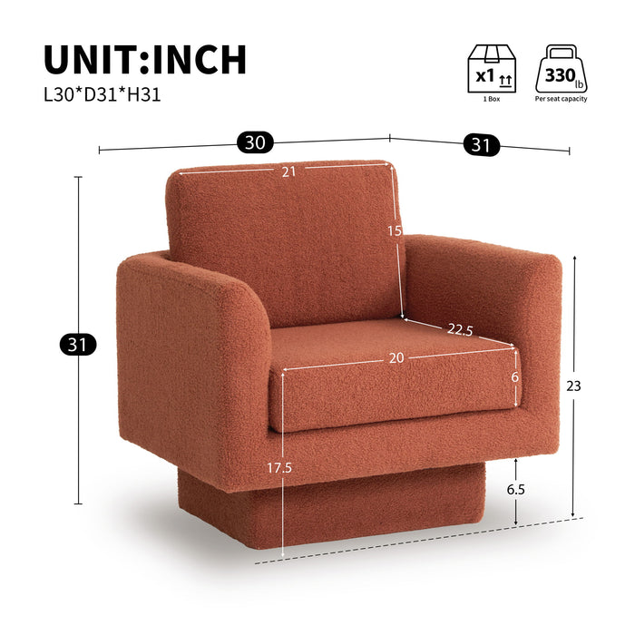 360° Modern Swivel Accent Chair Round Armchair, Thick Padded Single Lounge Sofa Upholstered Comfy