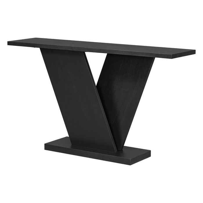 Console Table With V Shape Base, Sculptural Entryway Accent