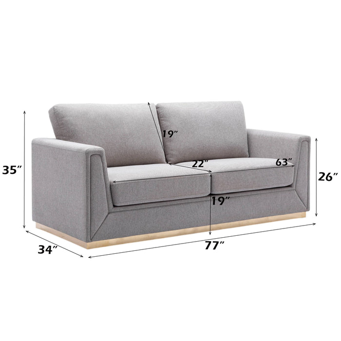 Valin - 3 Piece Living Room Set Meeting Room And Small Apartment Sofa Loveseat Chair - Gray