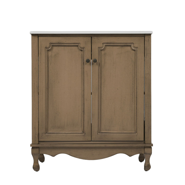 Vintage Double Sink Bathroom Vanity Set With Ceramic Sinks