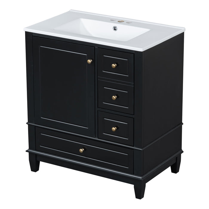 Freestanding Bathroom Vanity With Sink, Soft Close Door, 3 Drawers