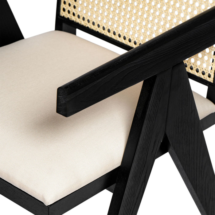 Chandigarh Farmhouse Style Cane Upholstered Dining Chairs (Set of 2)