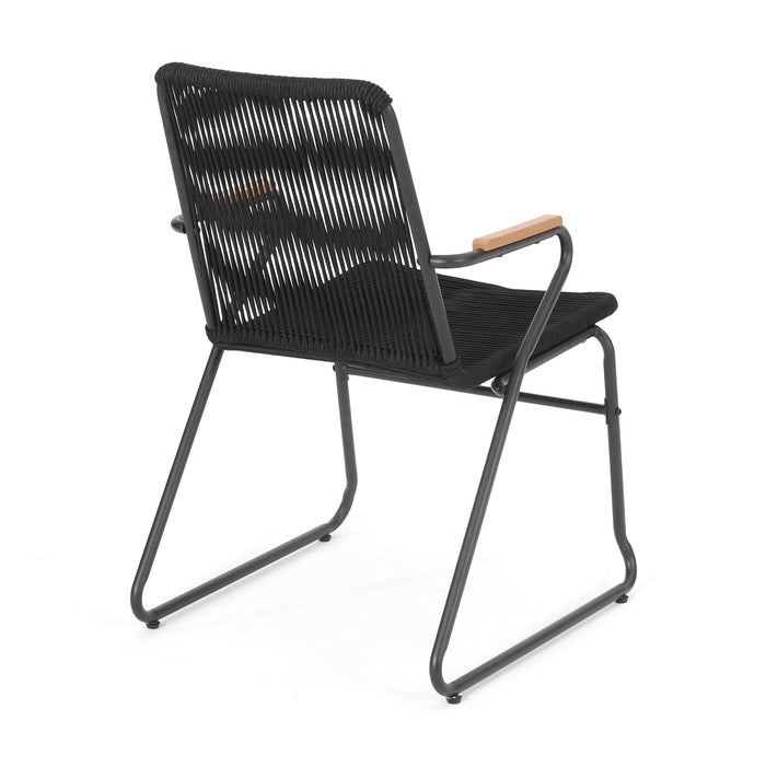 Moonstone - Outdoor Club Chair Set With Rope Weave Design - Black