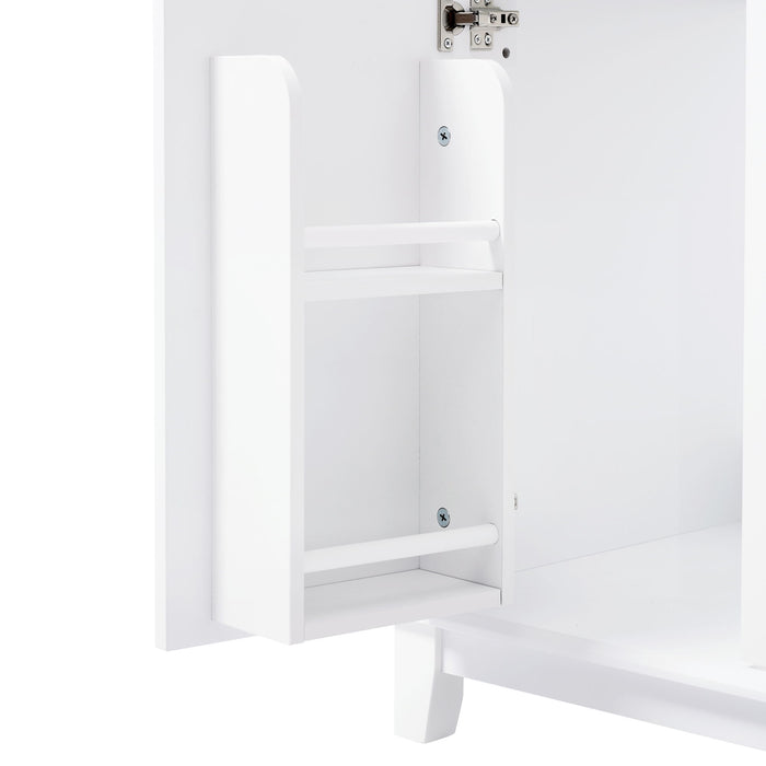 Bathroom Vanity With Double Sinks, 3 Drawers & 4 Doors, Soft Close, All Open Back Design - White