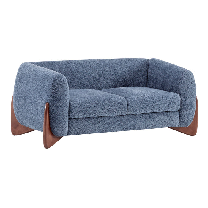Contemporary Boucle Sherpa Sofa With Birch Wood Legs