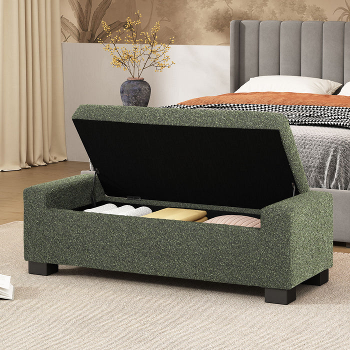 Textured Fabric Ottoman Bench With Hinged Lid
