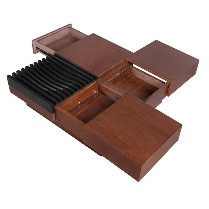 Italian Retro Inspired Acacia Wood Storage Coffee Table - Brown / Black