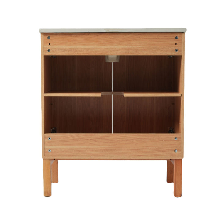 Bathroom Vanity With Sink, Minimalist Design, 45 Degrees Free Handle Doors - Antique Natural