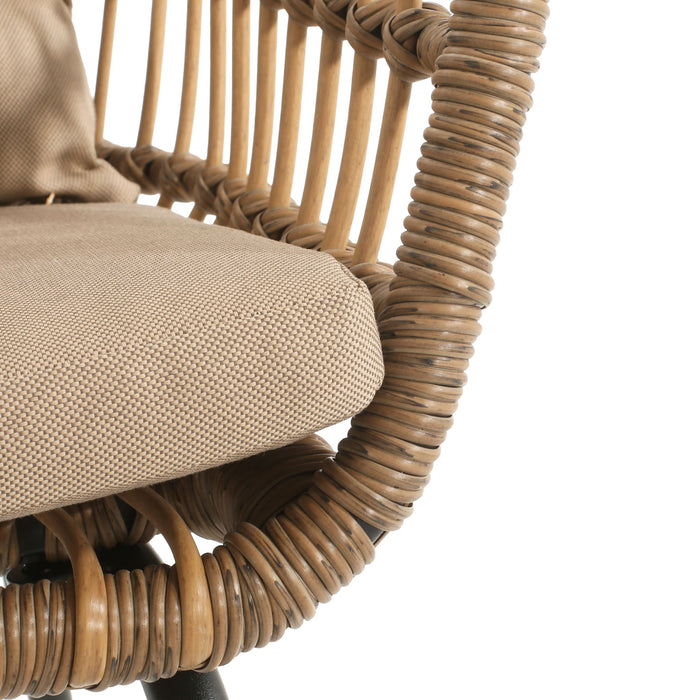 Contemporary Outdoor Patio Chairs With Cushions (Set of 2) - Beige / Black