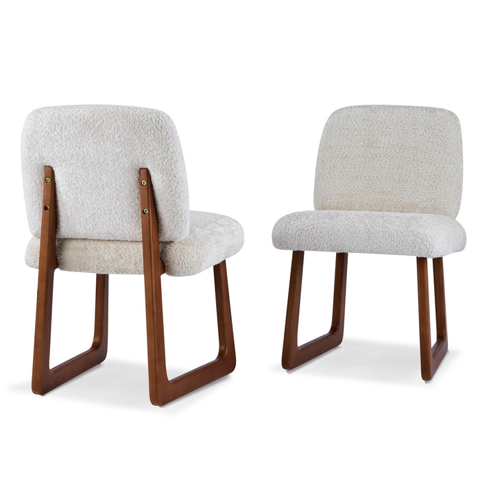 Dining Chair With Curved Legs (Set of 2) - Beige / Brown