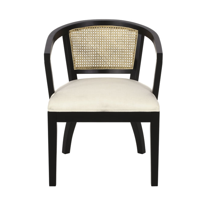 Elegant Dining Chair With Cane Web Backrests And Upholstery