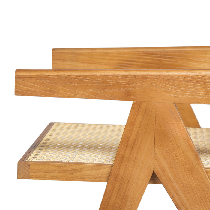 Chandigarh Arm Dining Chair With Natural Cane Design (Set of 2)