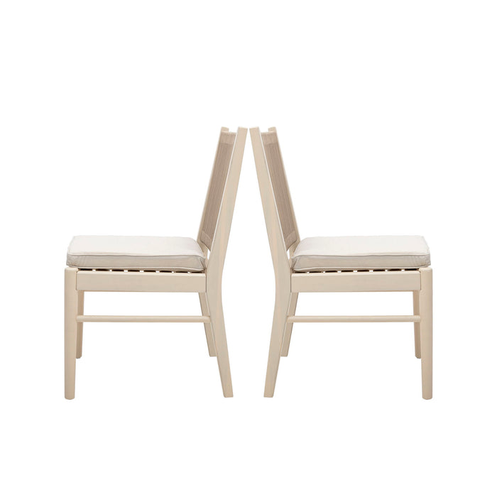 Cordoba - Dining Chair (Set of 2) With Acacia Wood Frame And Water Repellent Fabric - Beige / Yellow