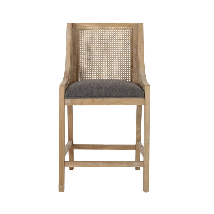 French Country Fabric Upholstered Counter Stools (Set of 2)