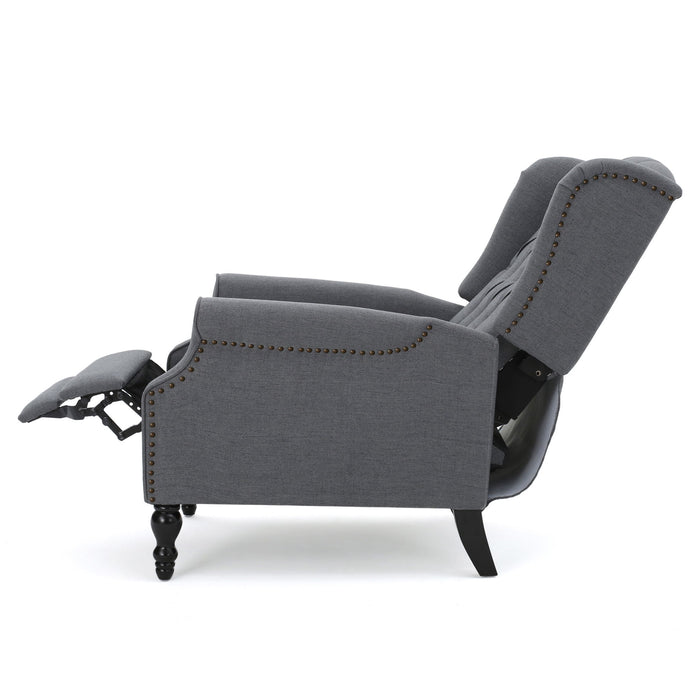 Armchair Recliner With Pushback Mechanism And Wingback Design