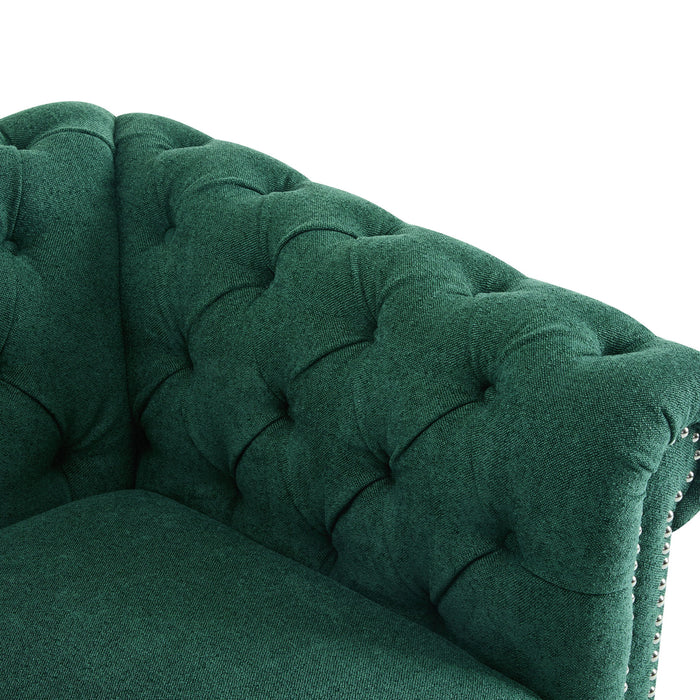 Chesterfield Style Swivel Club Chair With Button Tufted