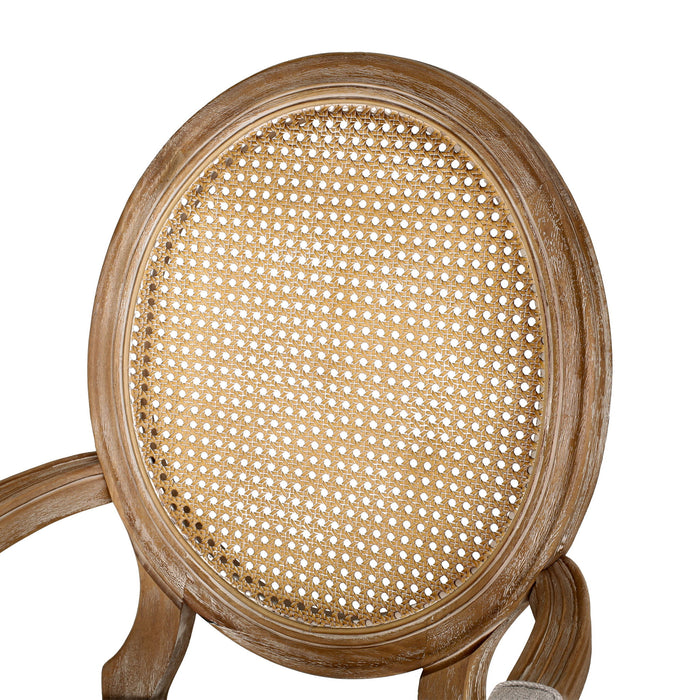 French Country Style Wood And Cane Upholstered Dining Chair Set