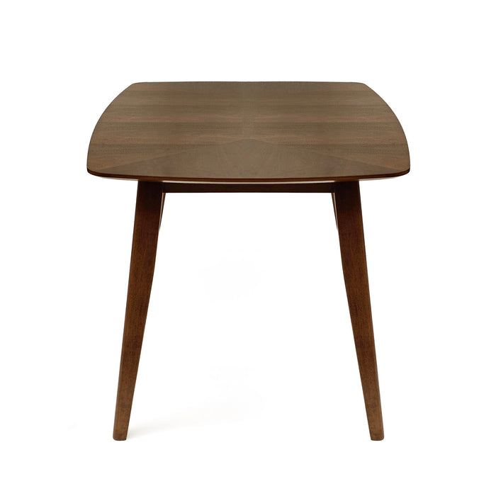 Mid Century Style Wood Dining Table With Rounded Corners - Walnut