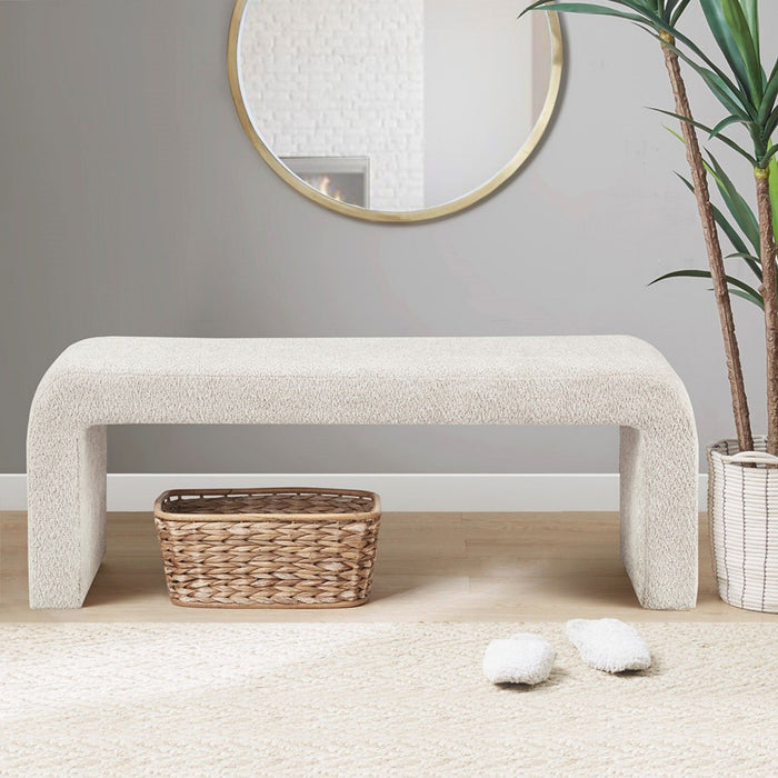Modern Contemporary Waterfall Bench - Cream