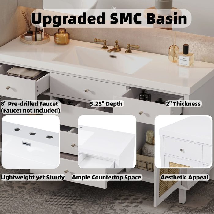 Bathroom Vanity With Sink, 5 Legs, Soft Close Drawers