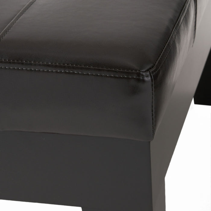 Chatham - Ottoman With Drawer Leather Storage Solution - Dark Coffee