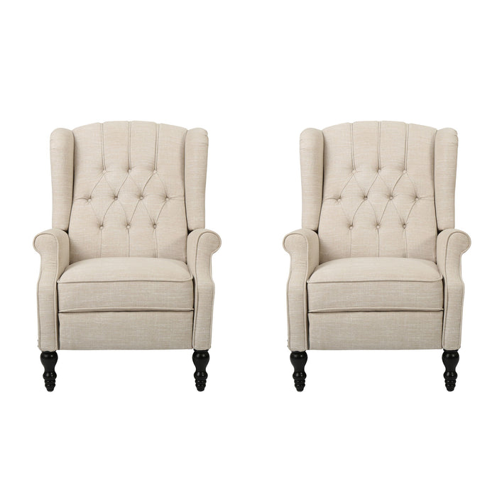 Armchair Recliner With Pushback Mechanism And Wingback Design