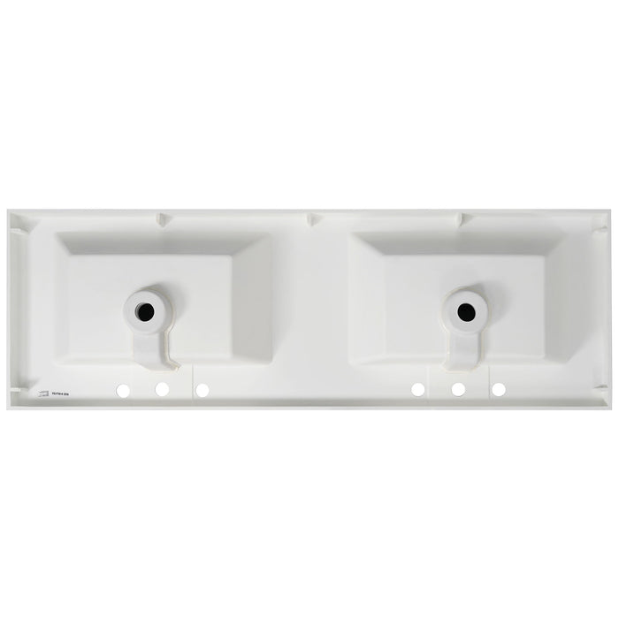 Vanity Top With Undermount Rectangular Double Sinks, Faucet Holes - White