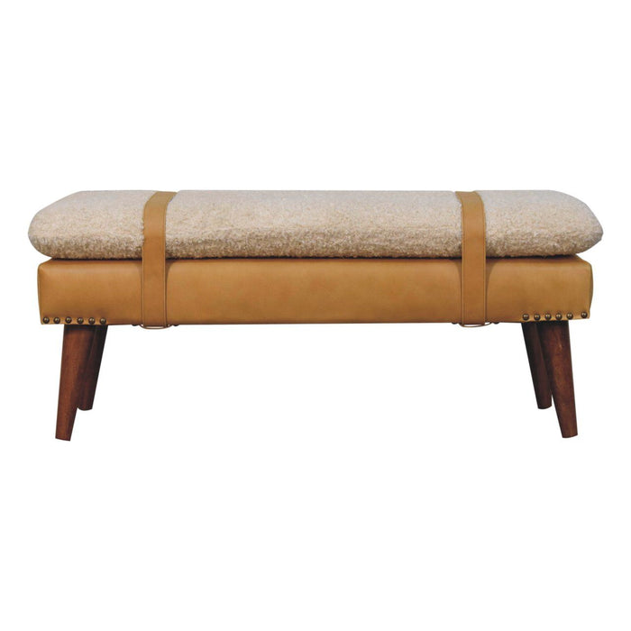 Boucle Leather Bench - Tan