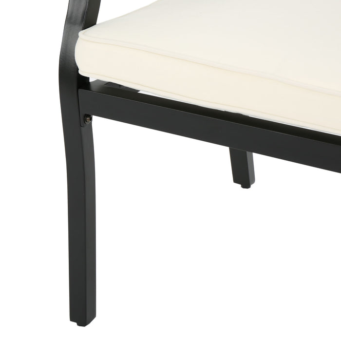 Outdoor Dining Chair Set With Water Resistant Cushions - Black / Ivory