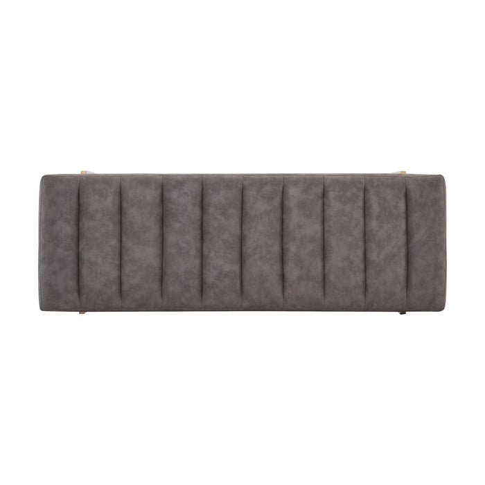 Thorian - Luxury Upholstered Ottoman Bench With Channel Tufting And Metal Base - Gold / Gray