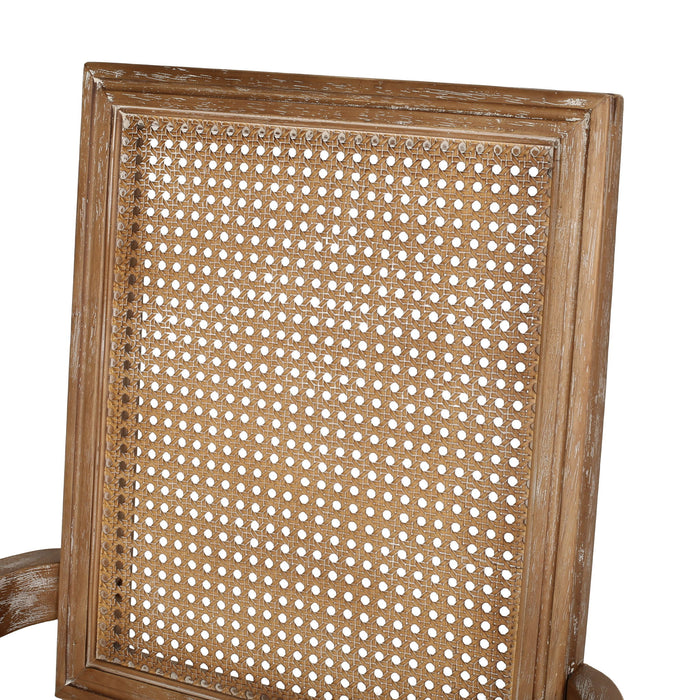 Elegant French Country Style Dining Chair With Cane Backrest
