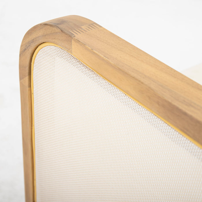 Outdoor Acacia Wood Patio Club Chair, Textilene Patio Furniture, Waterproof Thick Cushion Deep Seating For Porch, Garden, Backyard, Balcony, Weight Capacity 400Lbs, Light Teak - Beige