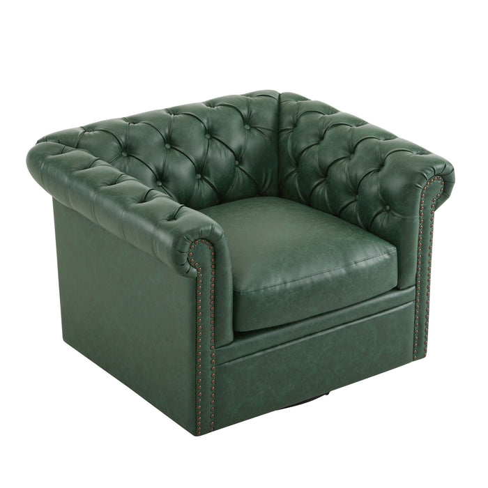 Chesterfield Style Swivel Club Chair With Button Tufted