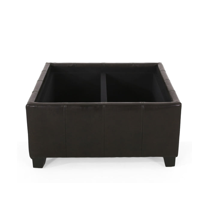 Contemporary Ottoman With Storage And Tray Tops - Brown