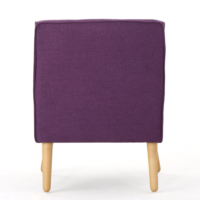 Modern Arm Chair With Tufted Back And Wooden Legs