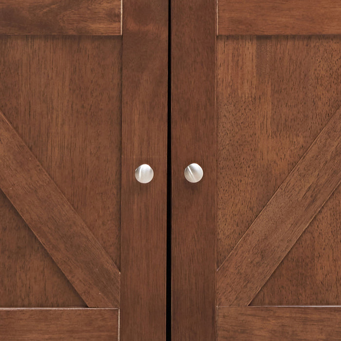 Farmhouse Style Monita Wine Cabinet With Storage Space - Walnut