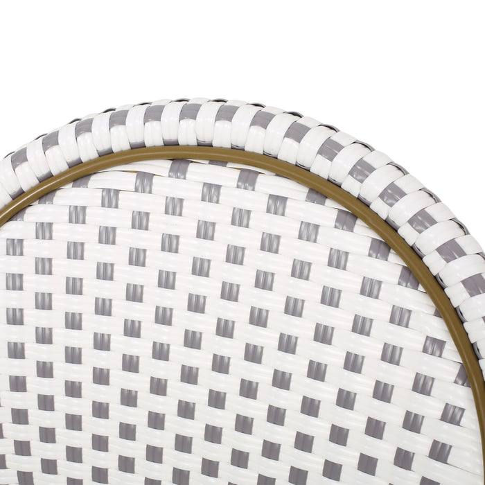 Outdoor Rattan And Aluminum French Bistro Chairs Set