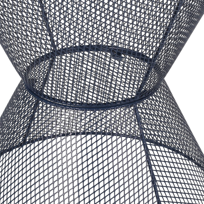 Zine - Outdoor Side Table With Hourglass Shaped And Iron Frame - Navy