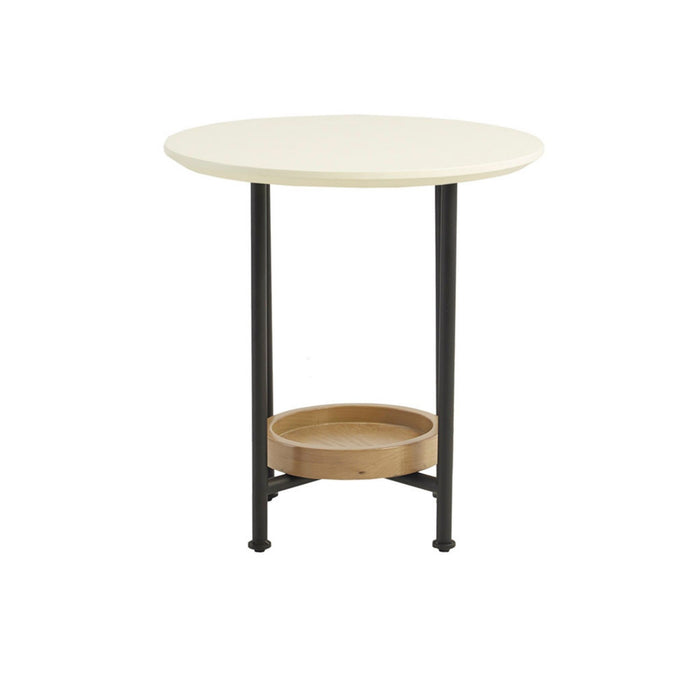 Oval End Table With Metal Legs - White / Natural