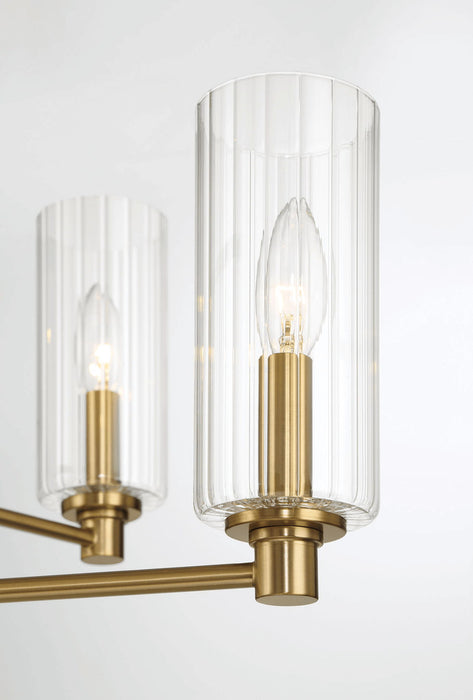 Timeless - 6 Lights Chandelier With Clear Ribbed Satin - Antique Brass / Clear / Gold