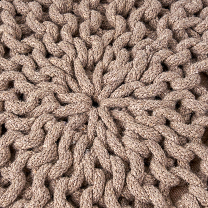 Moro - Knitted Cotton Round Pouf With Pumpkin Shape