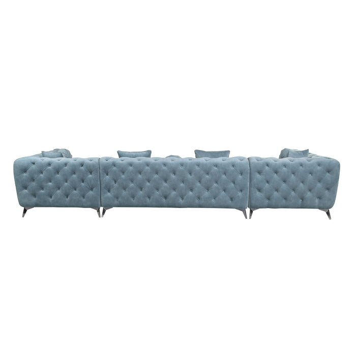 Zerah - Sectional Sofa With 7 Pillows - Dusty Blue
