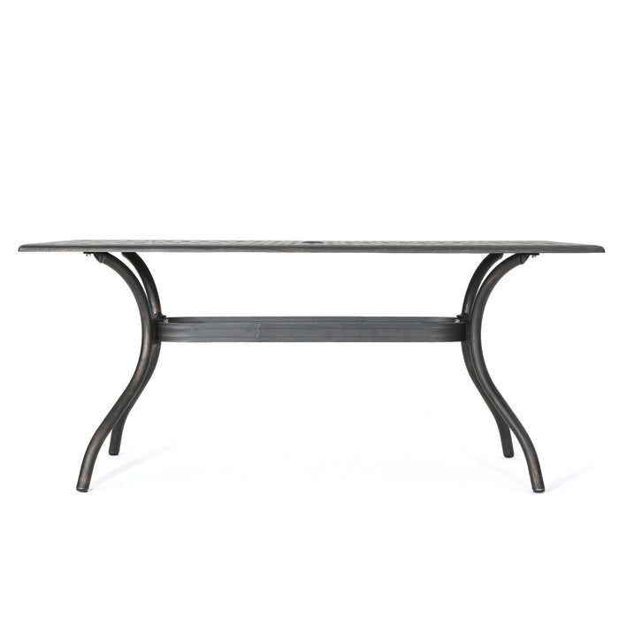 Enchantia - Outdoor Rectangular Dining Table With Weave Tabletop And Flared Legs - Copper